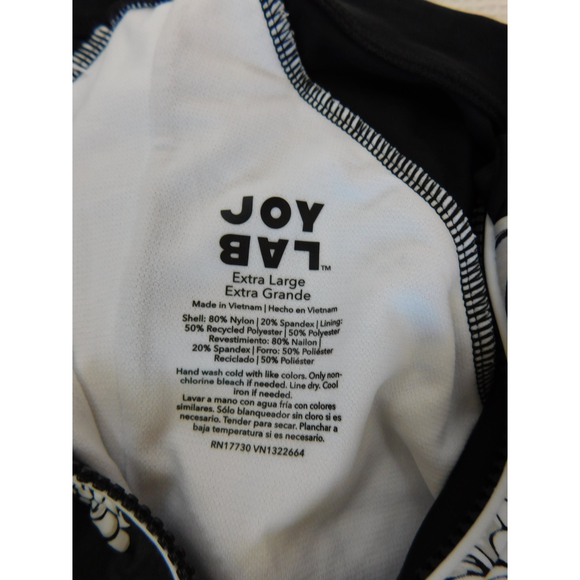 JOYLAB BLACK WHITE FLORAL LONG SLEEVE SWIMSUIT RASH GUARD XL - Picture 6 of 7